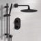Matte Black Thermostatic Shower System with Rain Shower Head and Hand Shower